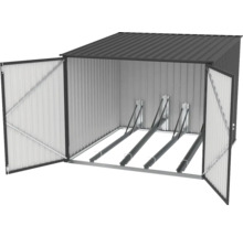 Garage à vélos avec portes ouvertes et supports pour vélos