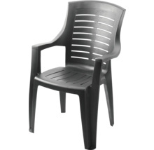 Chaise de jardin noire en plastique avec accoudoirs