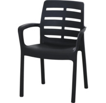 Chaise de jardin noire en plastique avec accoudoir