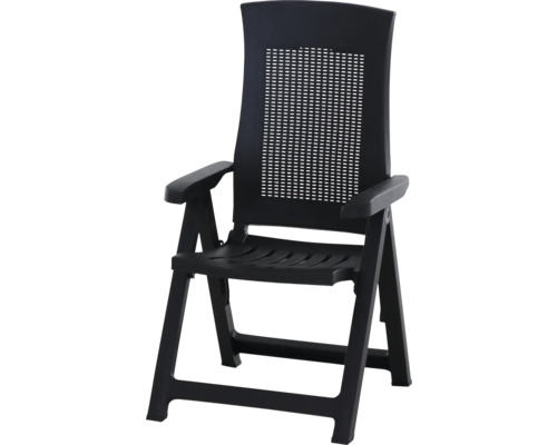 Fauteuil pliant Progarden Gold anthracite plastique plein, pliant, dossier en aspect tressé Fauteuil de jardin en plastique