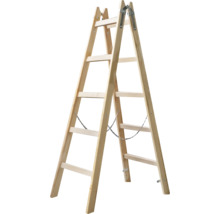 Escabeau en bois avec ferrures métalliques