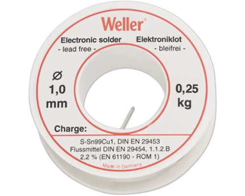 Métal d'apport pour soudure électronique Weller EL99 / 1-250 T0054025299, sans plomb, EL99/1, 25 g, Ø 1, 0 mm