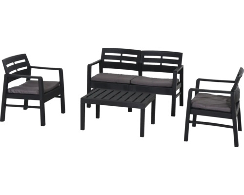 Ensemble de meubles de jardin avec banc, deux chaises et une table