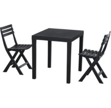 Ensemble de jardin avec table carrée et deux chaises pliantes