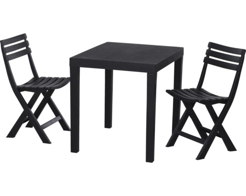 Gartentischset mit quadratischem Tisch und zwei Klappstühlen
