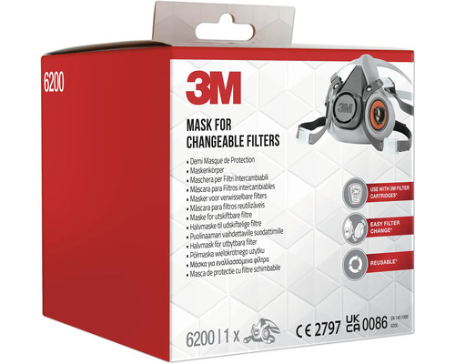 Emballage d''un demi-masque 3M 6200 pour filtres interchangeables