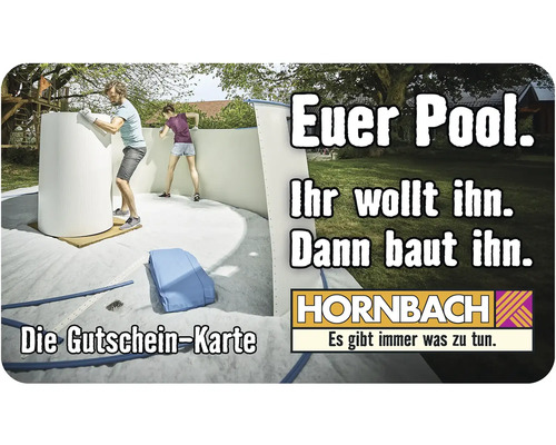 Aufbau eines Pools im Garten mit Hornbach Gutschein-Karte