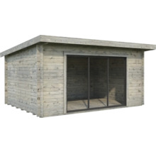 Gartenhaus Palmako Lea 14,2 m² Schiebetür Isolierglas inkl. Fußboden 494 x 402 cm grau