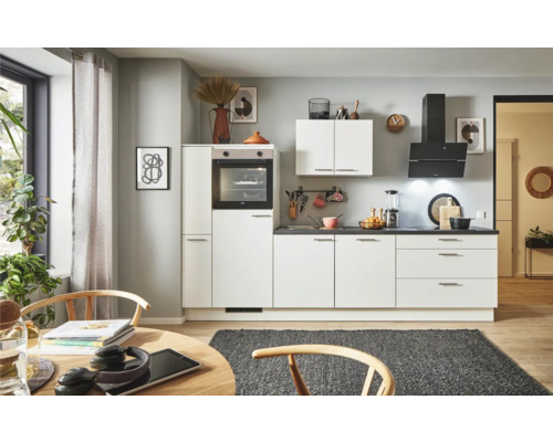 PICCANTE Plus Küchenzeile mit Geräten Sonera 290 cm weiß matt montiert Variante links