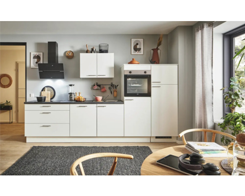 PICCANTE Plus Küchenzeile mit Geräten Sonera 310 cm weiß matt montiert Variante rechts