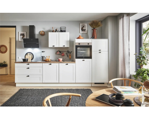 PICCANTE Plus Küchenzeile mit Geräten Bella 340 cm weiß matt montiert Variante rechts