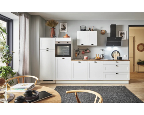 PICCANTE Plus Küchenzeile mit Geräten Bella 310 cm weiß matt montiert Variante links