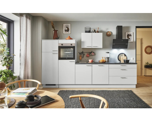PICCANTE Plus Küchenzeile mit Geräten Sonera 330 cm lichtgrau matt montiert Variante links