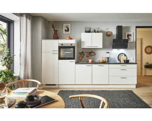 PICCANTE Plus Küchenzeile mit Geräten Sonera 340 cm weiß matt montiert Variante links
