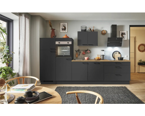 PICCANTE Plus Küchenzeile mit Geräten Sonera 320 cm grafit matt montiert Variante links
