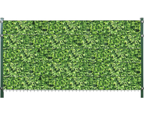 Clôture en treillis métallique avec écran d''intimité en feuilles artificielles