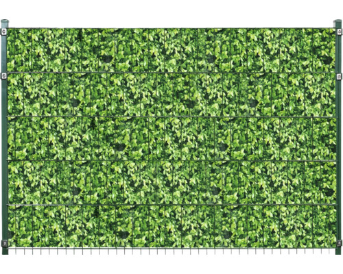 Clôture en treillis métallique avec brise-vue à feuilles