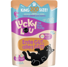 Aliment pour chat Lucky Lou à la volaille et au canard avec de la citrouille pour chats adultes, 300 grammes