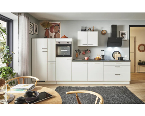 PICCANTE Plus Küchenzeile mit Geräten Sonera 370 cm weiß matt montiert Variante links