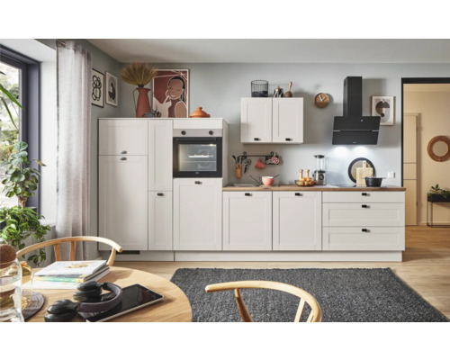 PICCANTE Plus Küchenzeile mit Geräten Bella 360 cm kaschmirgrau matt montiert Variante links