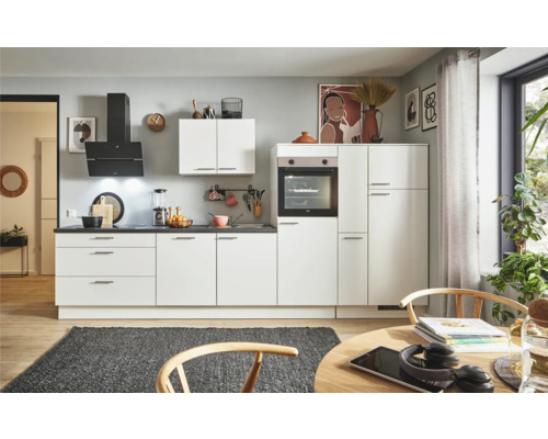 PICCANTE Plus Küchenzeile mit Geräten Sonera 340 cm weiß matt montiert Variante rechts