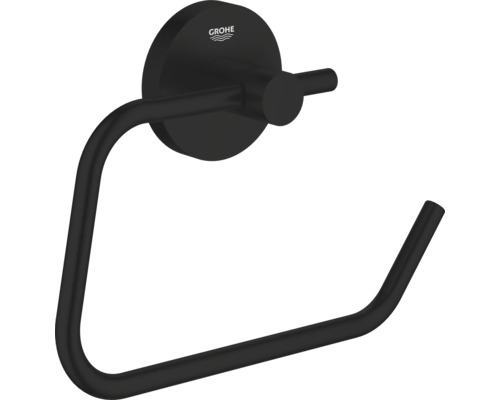 Dérouleur de papier toilette Grohe Quickfix Essentials Ø noir mat 1024722430 Logo Grohe anneau porte-serviette pour montage mural