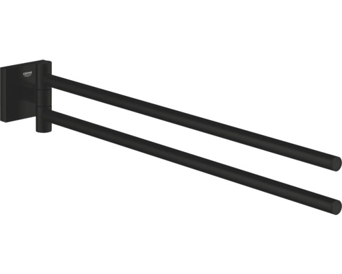 Barre porte-serviettes Grohe Quickfix Start Cube double pivotant noir mat 409762430 Porte-serviettes pivotant à deux bras de Grohe
