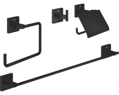 Accessoires de salle de bains Grohe Quickfix Start Cube Ø noir mat 411152430