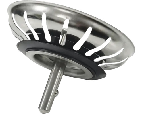 Filtre d'évacuation / Bouchon panier CENTA pour évier en acier inoxydable chrome Crépine d''évier en métal avec anneau en caoutchouc