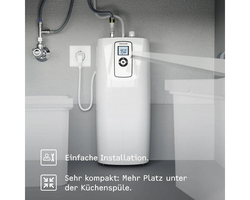 Petit chauffe-eau électronique compact sous l''évier avec affichage