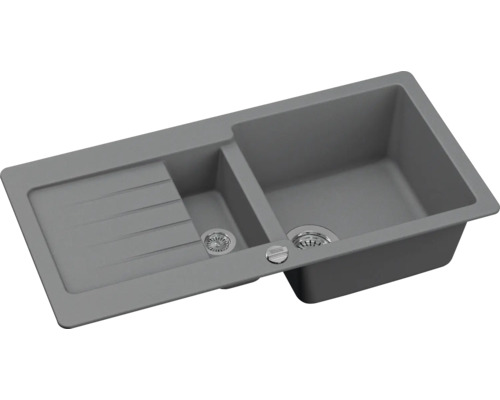 Spüle mit zwei Becken und Abtropffläche