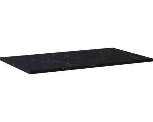 Jungborn Waschtischplatte 806 x 460 mm marquina schwarz matt ohne Ausschnitt Arbeitsplatte in Schwarz mit Marmorierung