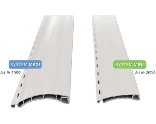 Profilés de volet roulant en deux tailles : système Maxi et système Mini