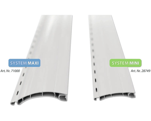 Kunststoffpaneele in zwei Größen: System Maxi und System Mini