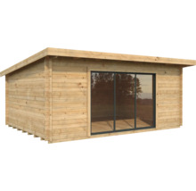 Gartenhaus Palmako Lea 19,4 m² Schiebetür Sicherheitsglas inkl. Fußboden 578 x 451 cm braun