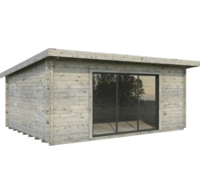 Abri de jardin Palmako Lea 19.4 m² porte coulissante verre de sécurité avec plancher 578 x 451 cm gris