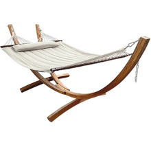 Hamac avec support en bois et coussin