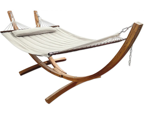Hamac avec support en bois et coussin