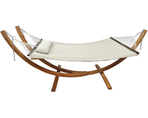 Hamac autoportant avec cadre en bois et coussin pour le jardin