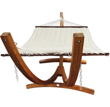 Hamac avec structure en bois et toile blanche