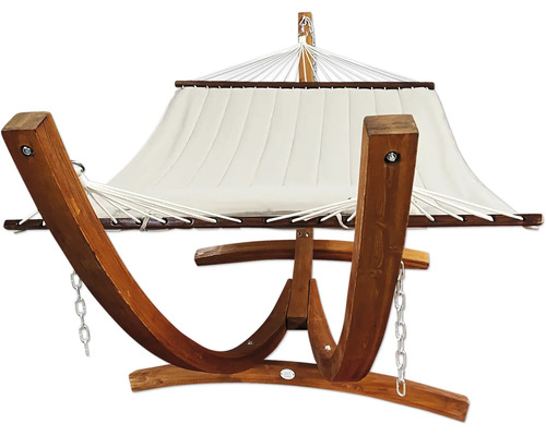 Hamac avec structure en bois et toile blanche