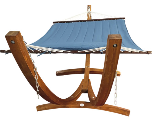 Hamac autoportant avec cadre en bois et toit en tissu