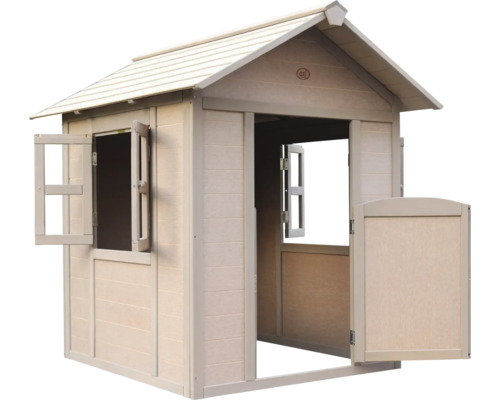 Cabane de jeu en bois avec fenêtres et porte