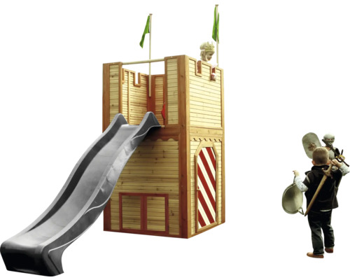 Spielturm aus Holz mit Rutsche für den Garten