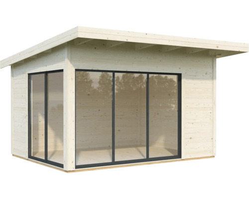 Modernes Gartenhaus mit großen Glasfronten