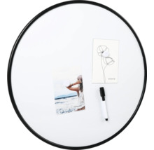Runde Whiteboardtafel mit Fotos und Stift