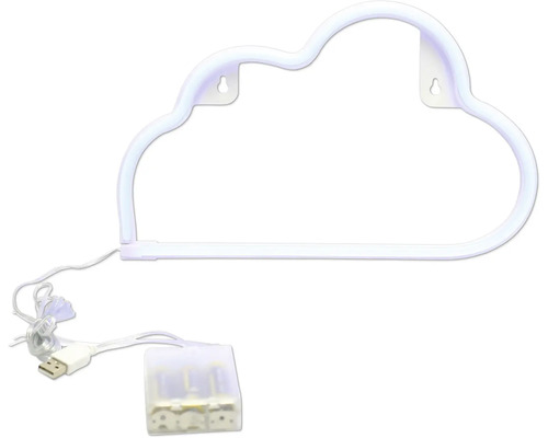 Lampe néon en forme de nuage avec connexion USB et boîtier de batterie