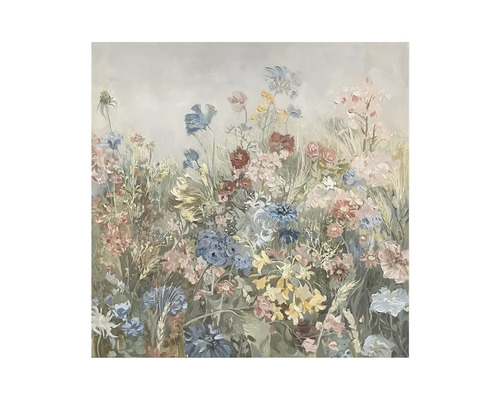 Tableau sur toile original prairie fleurie 100x100 cm