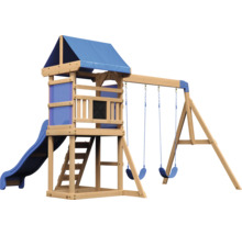 Spielturm mit Rutsche und Schaukel