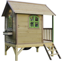 Spielhaus aus Holz mit Leiter und Fenstern